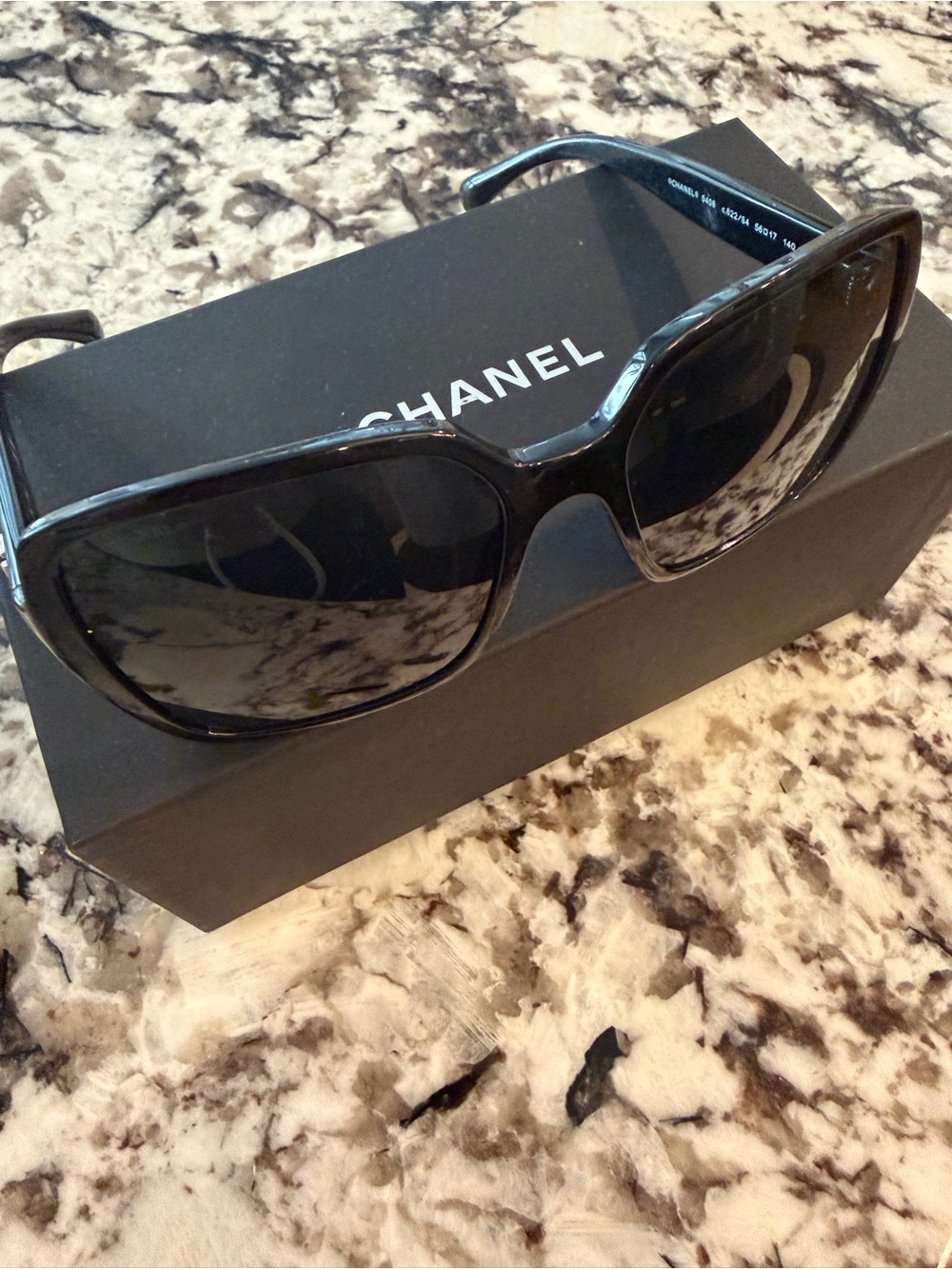 CHANEL Black Gloss Oversized Square Sunglasses